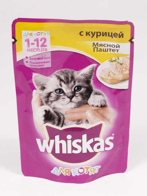 Whiskas (Вискас) Влажный корм для котят с курицей в паштете 75 г