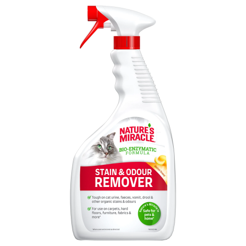 Nature's Miracle Cat Stain &amp; Odor Remover Уничтожитель пятен и запахов от кошек, универсальный с ароматом дыни, спрей 946 мл