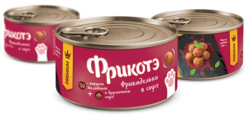 ФРИКОТЭ корм влажный для кошек, фрикадельки с фаршем телятины в брусничном соусе, 100 г