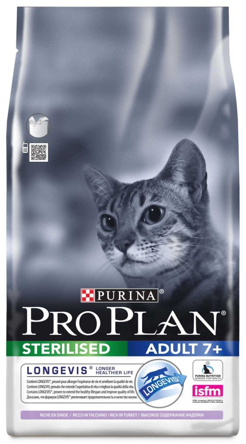 Pro Plan (ПроПлан) Sterilised 7+ Turkey - Сухой корм для кастрированных котов и стерилизованных кошек старше 7 лет с Индейкой 1,5 кг