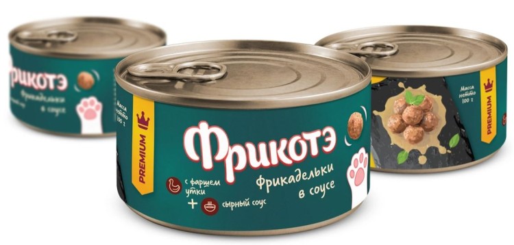 ФРИКОТЭ корм влажный для кошек, фрикадельки с уткой в сырном соусе, 100 г