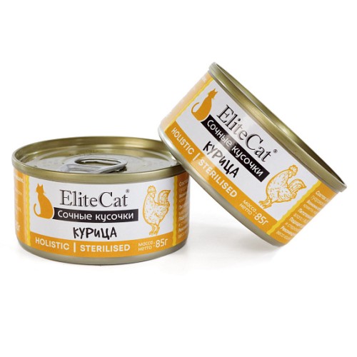  EliteCat консервы для кошек сочные кусочки "Курица", 85 г