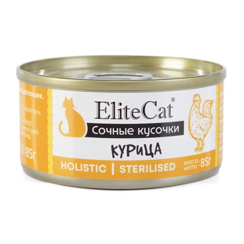  EliteCat консервы для кошек сочные кусочки "Курица", 85 г