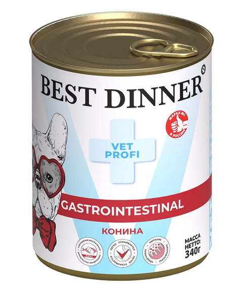 Best Dinner Exclusive Vet Profi Gastrointestinal Консервы для собак для профилактики заболеваний ЖКТ, с кониной, 340 г