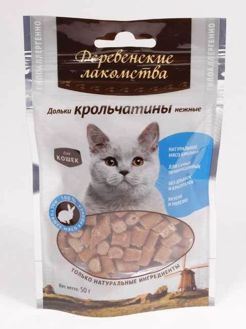 Деревенские лакомства для кошек Дольки крольчатины нежные 45 г