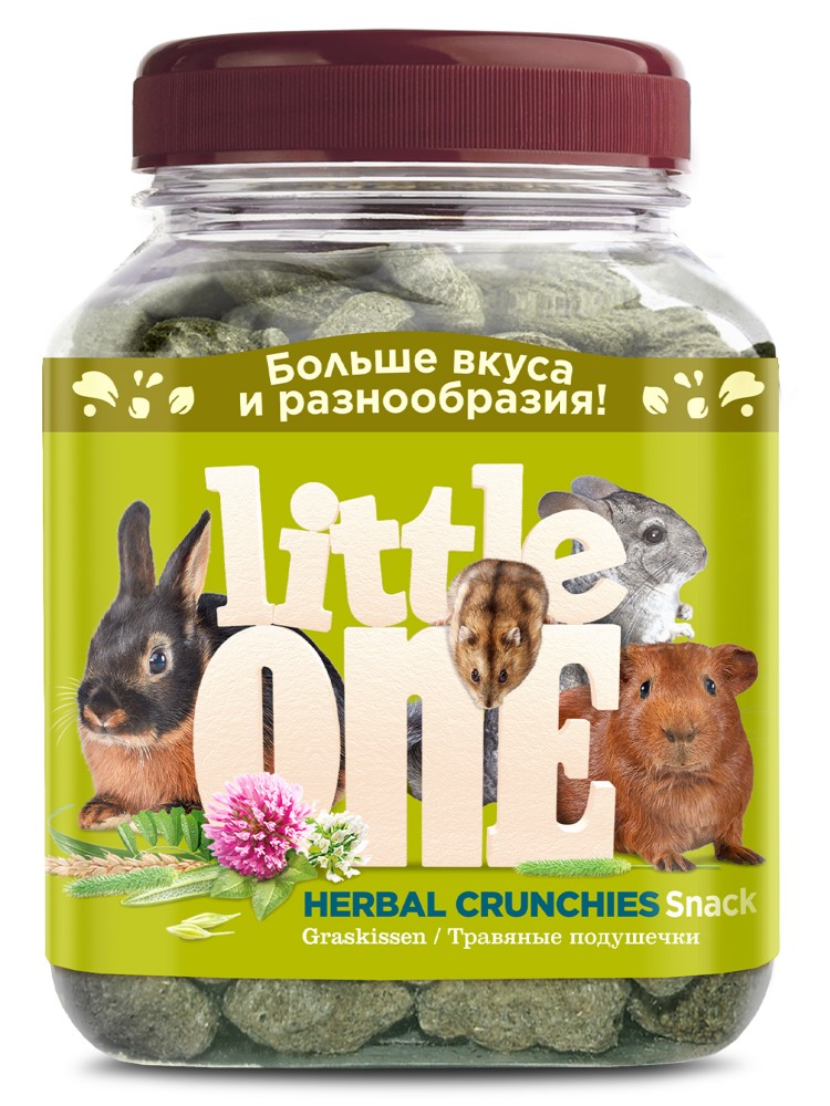 Little One (Литл Ван) Лакомство для грызунов "Травяные подушечки", 100 г (банка)