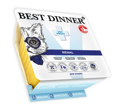 Best Dinner Vet Renal Консервы ламистр для кошек для профилактики почечной недостаточности с ягненком в паштете 100 г
