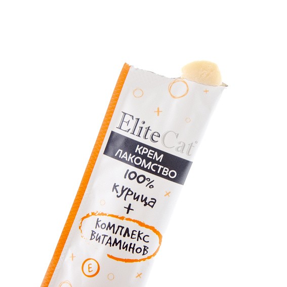 EliteCat Мультивитаминное крем-лакомство для кошек из куриного филе, 4х12 г