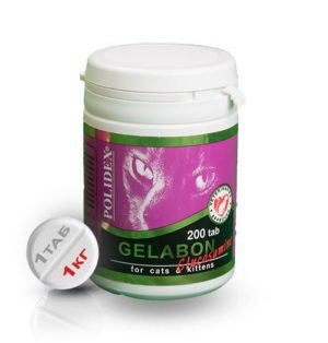 POLIDEX Gelabon plus Glucozamine (Полидекс Гелабон плюс Глюкозамин) - Витамины для кошек 200 табл