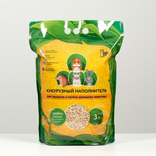 Золотой кот Наполнитель для грызунов и мелких животных кукурузный, 1,5 кг / 3 л