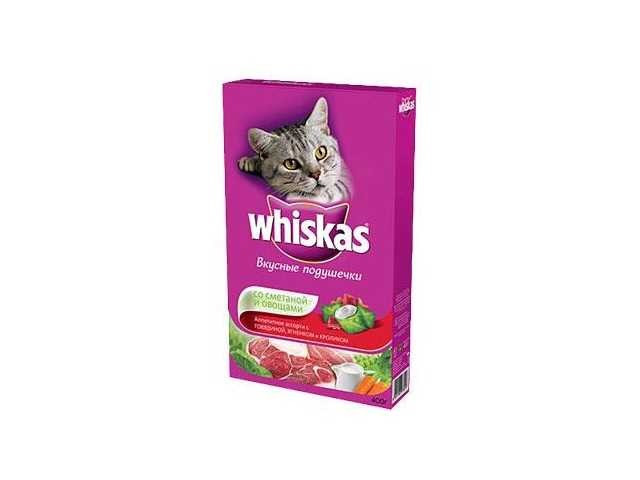 Whiskas (Вискас) - Сухой корм для кошек Вкусные подушечки с Говядиной, Ягненком и Кроликом (Сметана Овощи) 1,9 кг