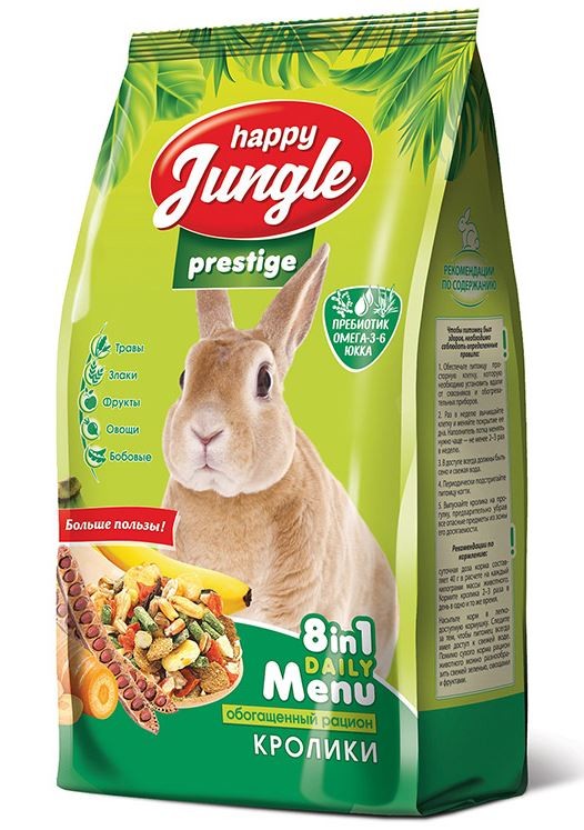 Happy Jungle ( Хэппи Джангл)  корм для кроликов 8 в 1 Daily Menu, 500 г Экопром