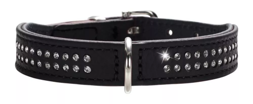 Hunter Ошейник д/собак Diamond Elk Petit 30 (23-27 см) кожа, 2 ряда страз черный