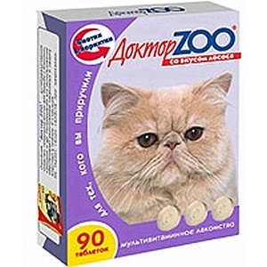 Доктор Zoo Лакомство витаминное для кошек со вкусом лосося 90 табл