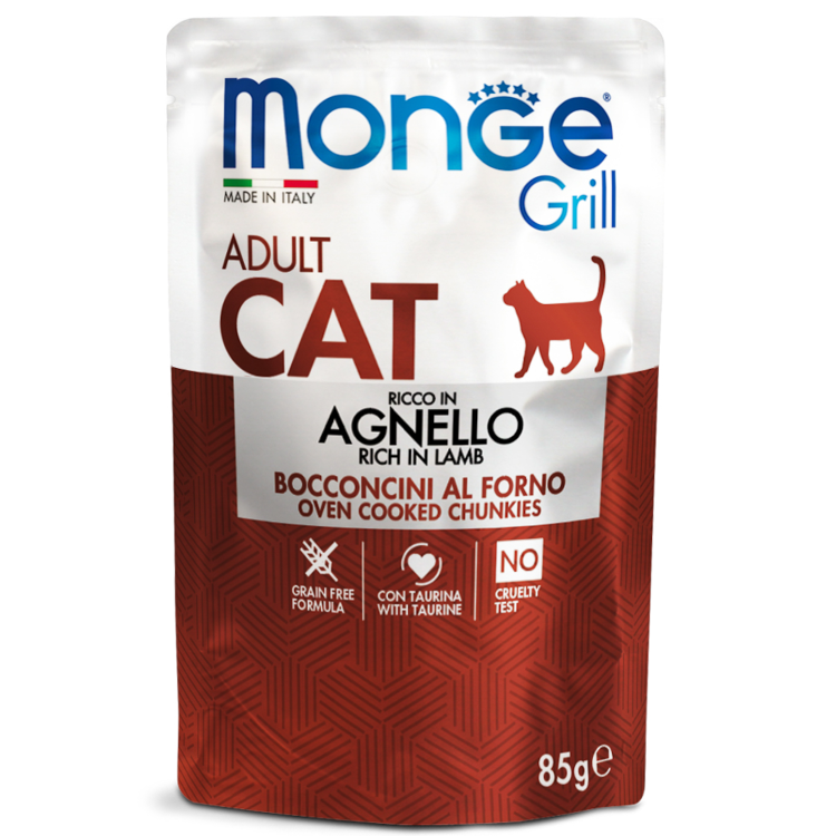 Monge Cat Grill Влажный корм для взрослых кошек, из ягненка, паучи 85 г