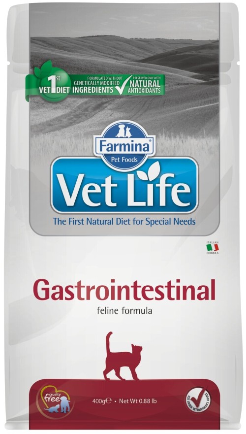 Farmina Vet Life (Фармина Вет Лайф) Gastrointestinal Сухой лечебный корм для кошек при заболеваниях ЖКТ 400 г