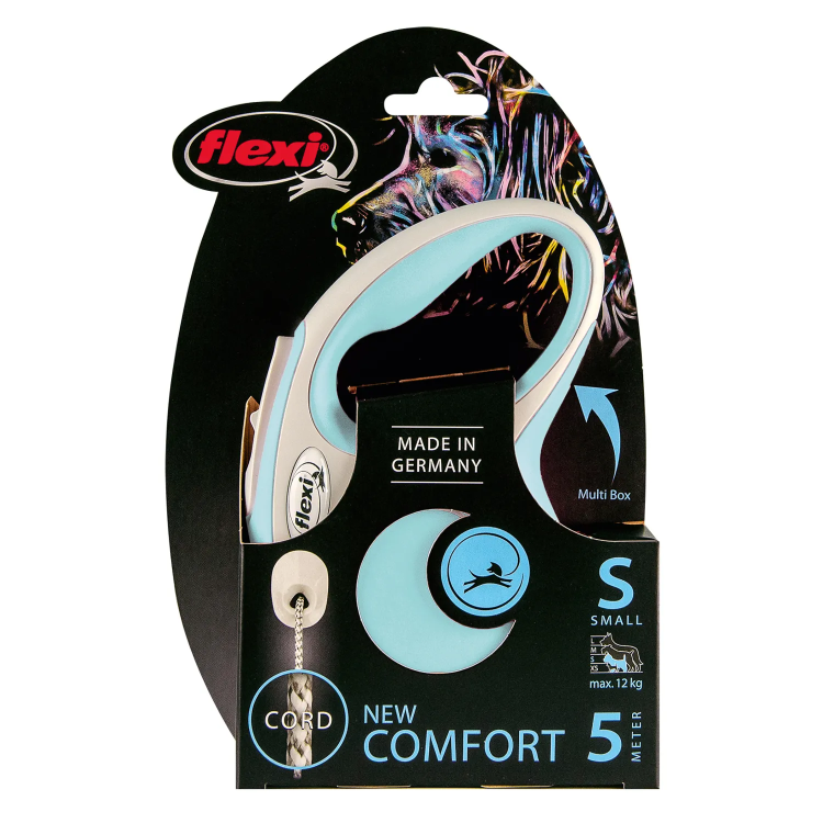 FLEXI New Line Comfort S Рулетка трос 5м/до 12кг серый/голубой
