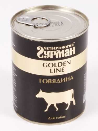 Четвероногий Гурман Golden line Консервы для собак с говядиной в желе 340 г