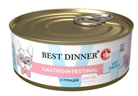 Best Dinner Vet Profi Gastrointestinal Low Fat Влажный корм для собак при нарушениях пищеварения, с птицей, 100 г