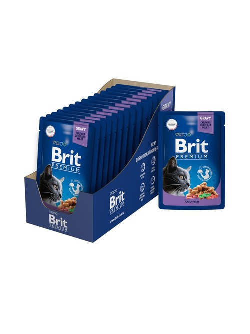 Brit Premium (Брит Премиум) Пауч для взрослых кошек с треской в соусе, 85 г