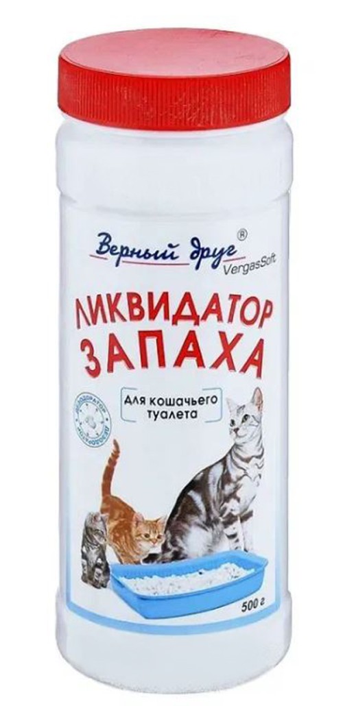 Ликвидатор запаха для кошачьего туалета (порошок), 500 г Верный друг 