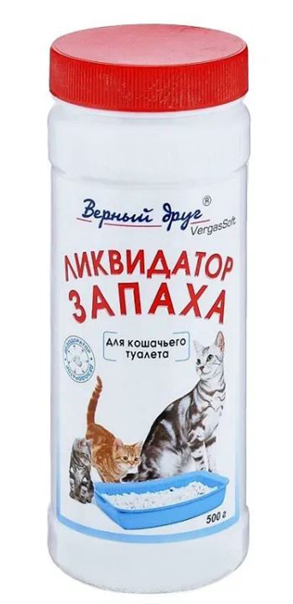 Ликвидатор запаха для кошачьего туалета (порошок), 500 г Верный друг 