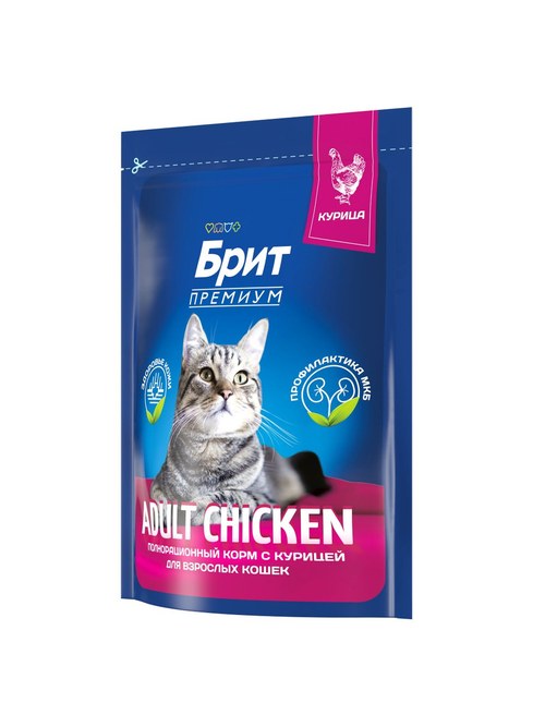 Brit Premium (Брит Премиум) Сухой корм для взрослых кошек с курицей, 400 г