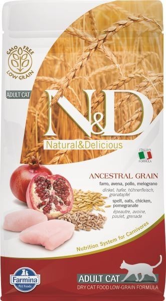 Farmina N&amp;D (Фармина НД) Ancestral Grain Сухой низкозерновой корм для взрослых кошек с курицей, полбой, овсом и гранатом 5 кг