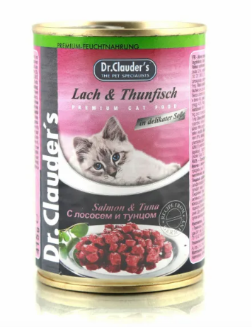 Dr.Clauder’s (Доктор Клаудерс) Консервы для кошек с лососем и тунцом в соусе, 415 г