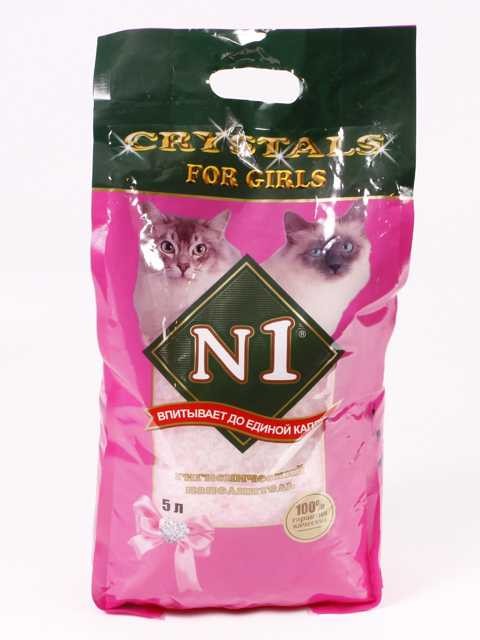 N1 CRYSTALS For Girls Наполнитель Силикагель Впитывающий Розовый  30 л