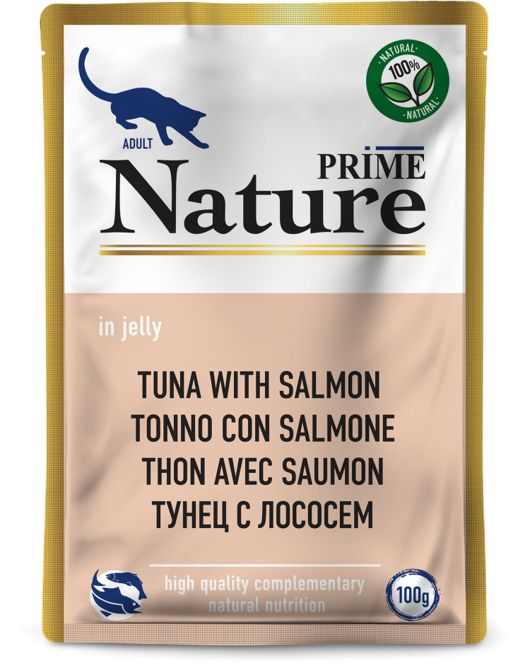 Prime (Прайм) Nature Влажный корм Пауч для взрослых кошек с тунцом и лососем в желе 100 г