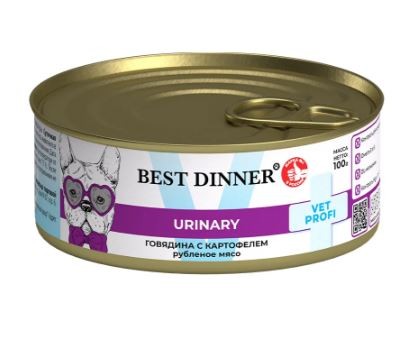 Best Dinner Vet Profi Urinary Консервы для собак при струвитном уролитиазе, с говядиной и картофелем 100 г х 5 шт