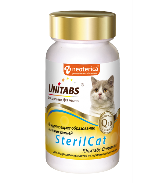 Unitabs (Юнитабс) SterilCat Витамины для кастрированных котов и стерилизованных кошек, 120 табл 