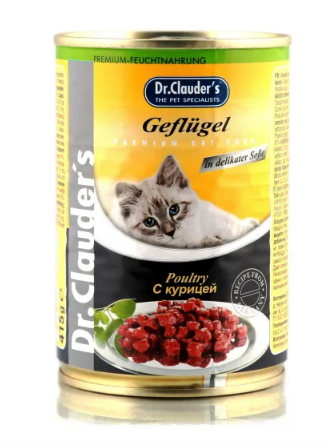Dr.Clauder’s (Доктор Клаудерс) Консервы для кошек с курицей в соусе,  415 г