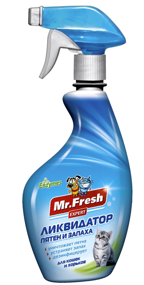  Mr.Fresh  Expert (Мистер Фреш) Ликвидатор пятен и запаха 3 в 1 для кошек и хорьков, 500 мл