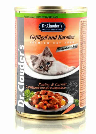 Dr.Clauder’s (Доктор Клаудерс) Консервы для кошек с домашней птицей и морковью в соусе,  415 г