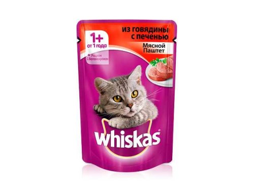 Whiskas (Вискас) - Влажный корм для кошек Паштет с Говядиной