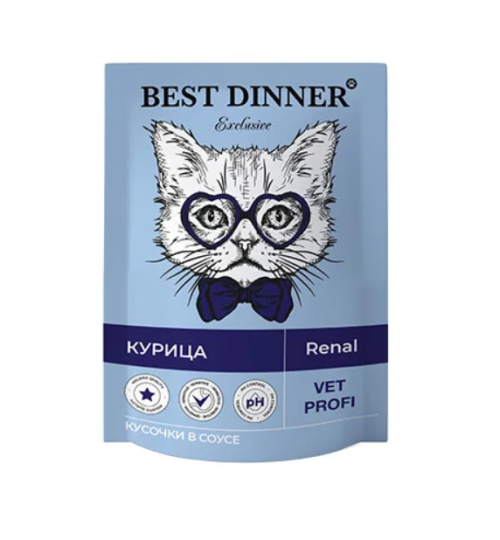 Best Dinner Exclusive Vet Profi Renal Пауч для кошек для профилактики почечной недостаточности с курицей в соусе 85 г 5 шт