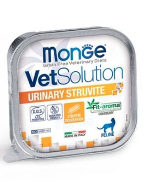 Monge (Монж) VetSolution Cat Urinary Struvite Влажный диетический корм для кошек при заболеваниях мочеполовой системы и струвитном течении МКБ, 100 г х 5 шт.