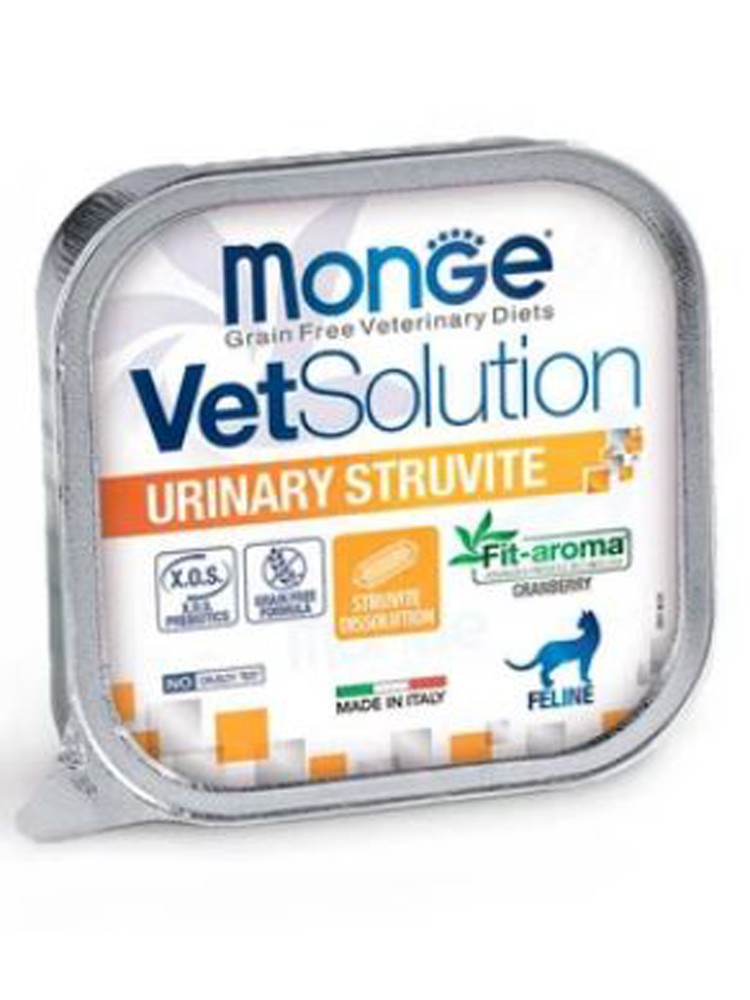 Monge (Монж) VetSolution Cat Urinary Struvite Влажный диетический корм для кошек при заболеваниях мочеполовой системы и струвитном течении МКБ, 100 г х 5 шт.