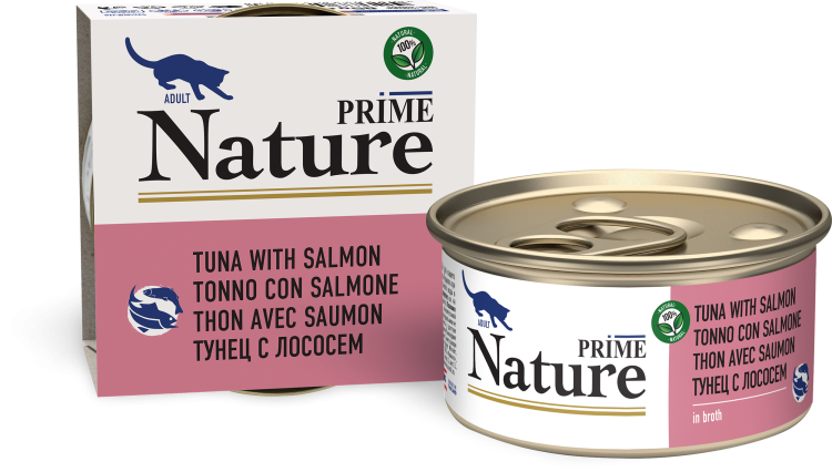 Prime (Прайм) Nature Консервы для взрослых кошек с тунцом и лососем в бульоне 85 г