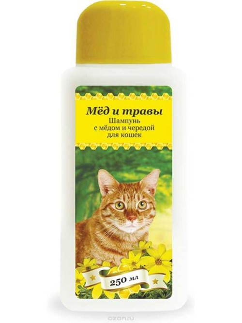 Шампунь для кошек с медом и чередой, 250 мл Пчелодар 