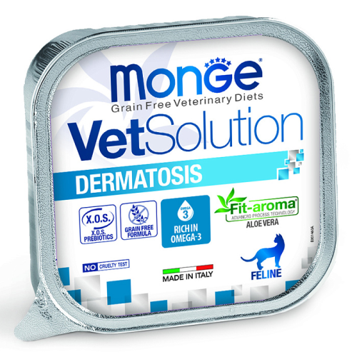 Monge (Монж) VetSolution Cat Dermatosis Дерматозис Диетический влажный корм для кошек при заболеваниях кожи, 100 г х 5 шт
