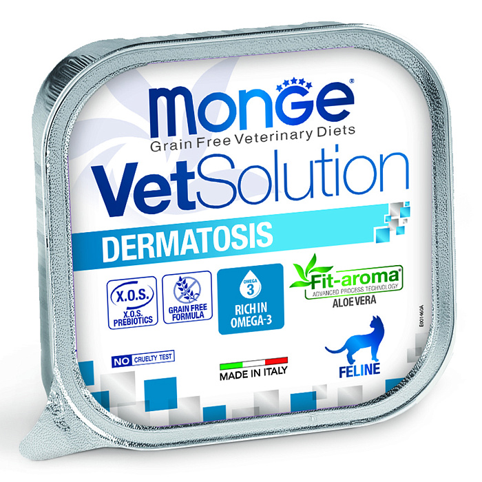 Monge (Монж) VetSolution Cat Dermatosis Дерматозис Диетический влажный корм для кошек при заболеваниях кожи, 100 г х 5 шт