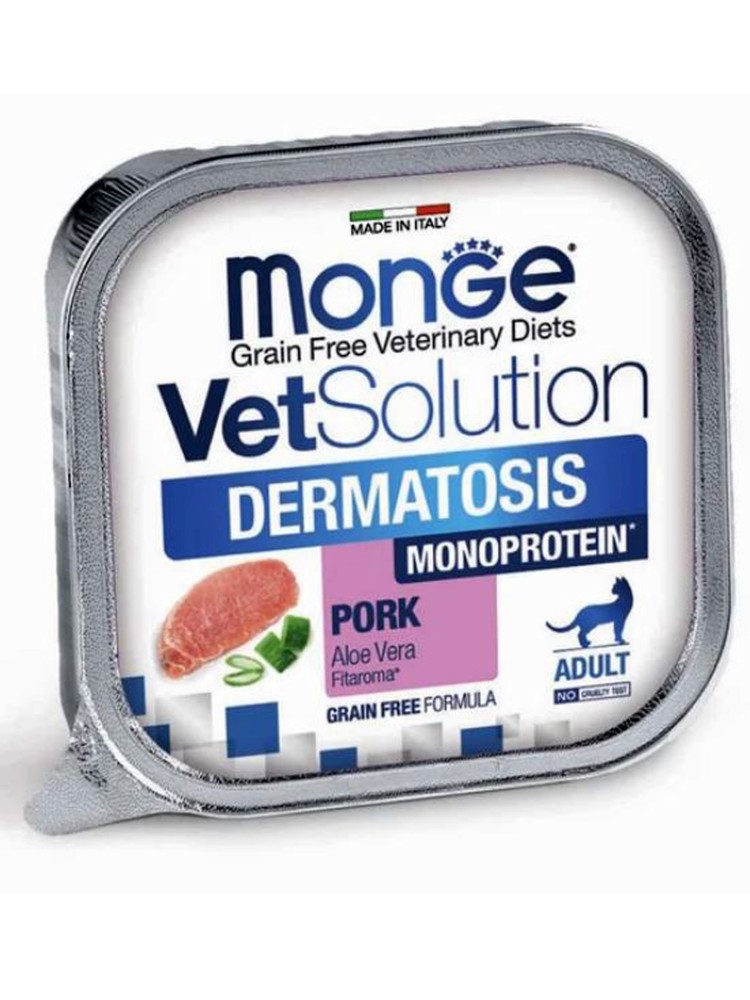 Monge (Монж) VetSolution Cat Dermatosis Дерматозис Диетический влажный корм для кошек при заболеваниях кожи, 100 г х 5 шт