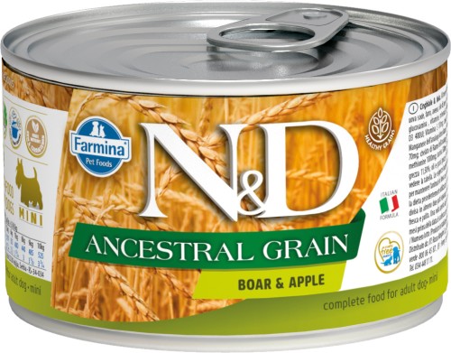 Farmina N&amp;D (Фармина НД) Ancestral Grain Mini Консервы низкозерновые для собак мелких пород с кабаном с яблоками 140 г