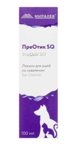ПреОтик SQ лосьон со скваленом для ушей собаки и кошек, 100 мл Миралек 