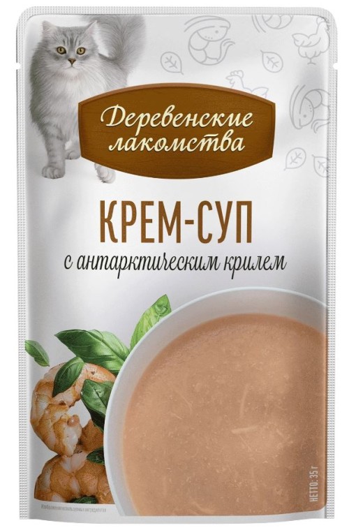 Крем-суп с антарктическим крилем для кошек, 35 г Деревенские лакомства