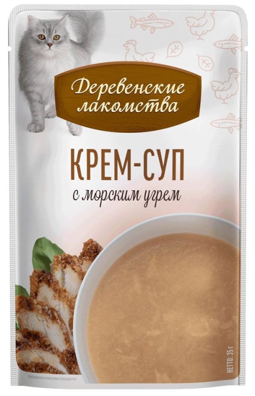 Крем-суп с морским угрем для кошек, 35 г Деревенские лакомства