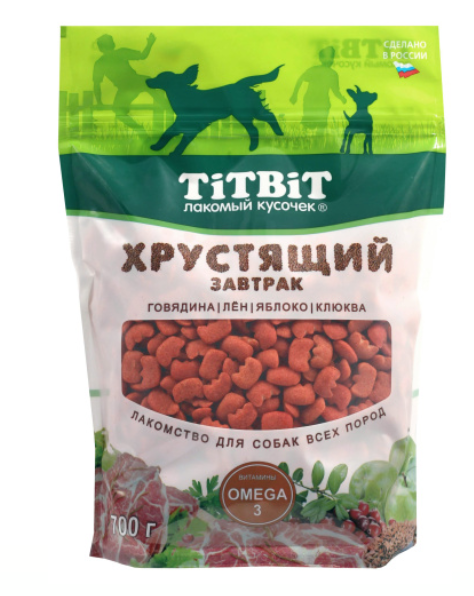 TiTBiT (Тит бит) Лакомство для собак Завтрак хрустящий c говядиной 700 г